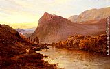 Alfred De Breanski Snr Famous Paintings - Sunset In The Glen